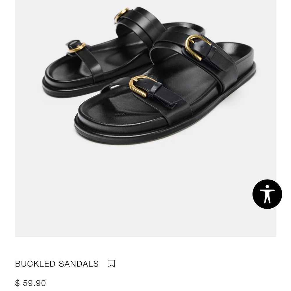 Zara black flat buckled sandals -sold out online!